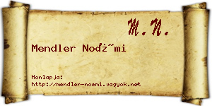 Mendler Noémi névjegykártya